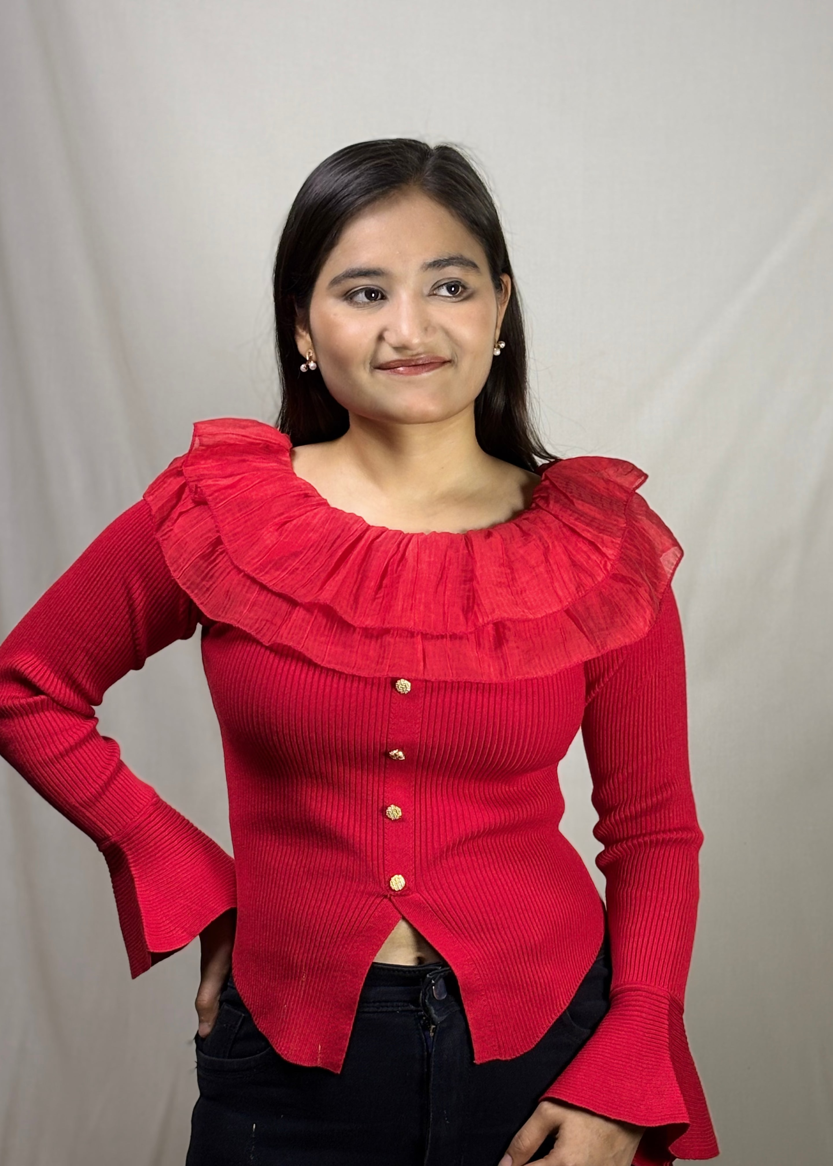 Lal-Pari Ruffle Top
