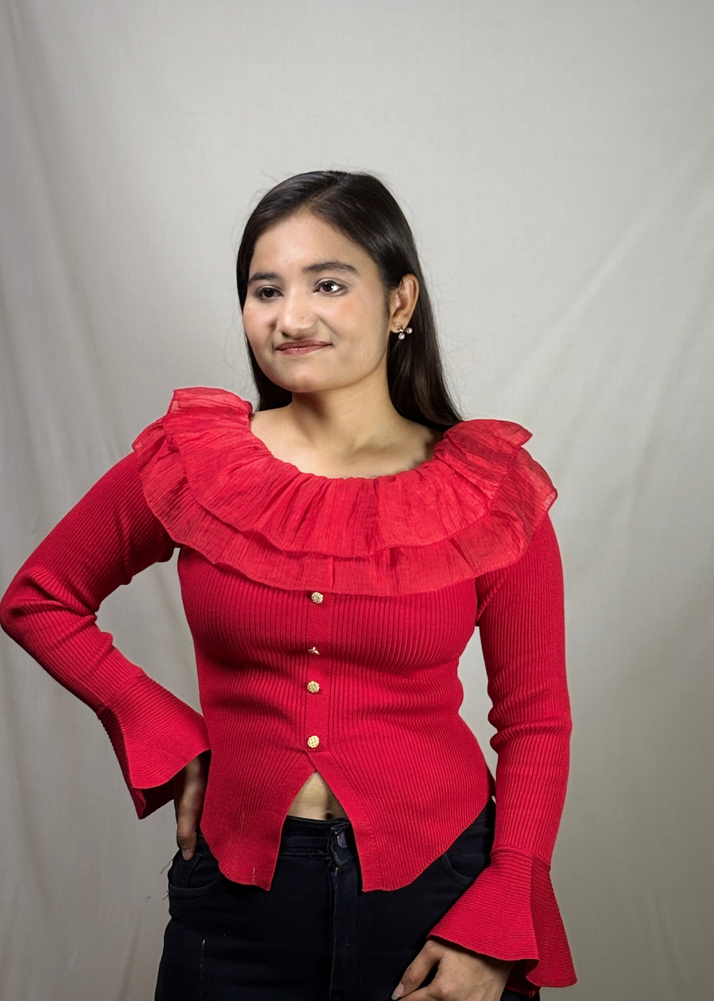Lal-Pari Ruffle Top