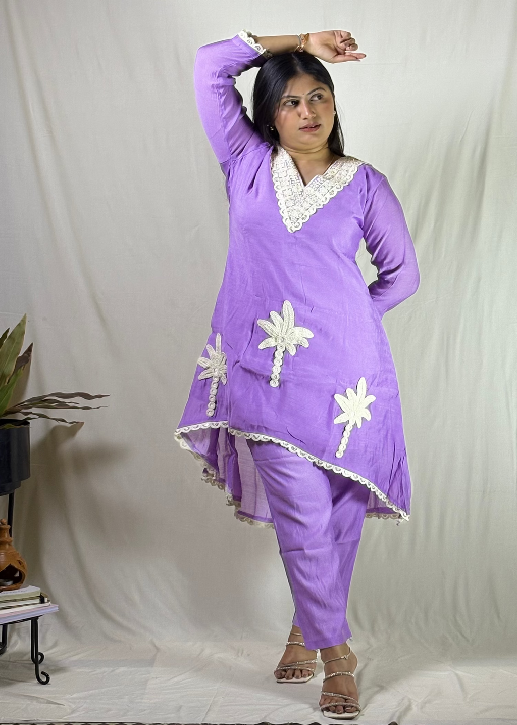 purple kurti set